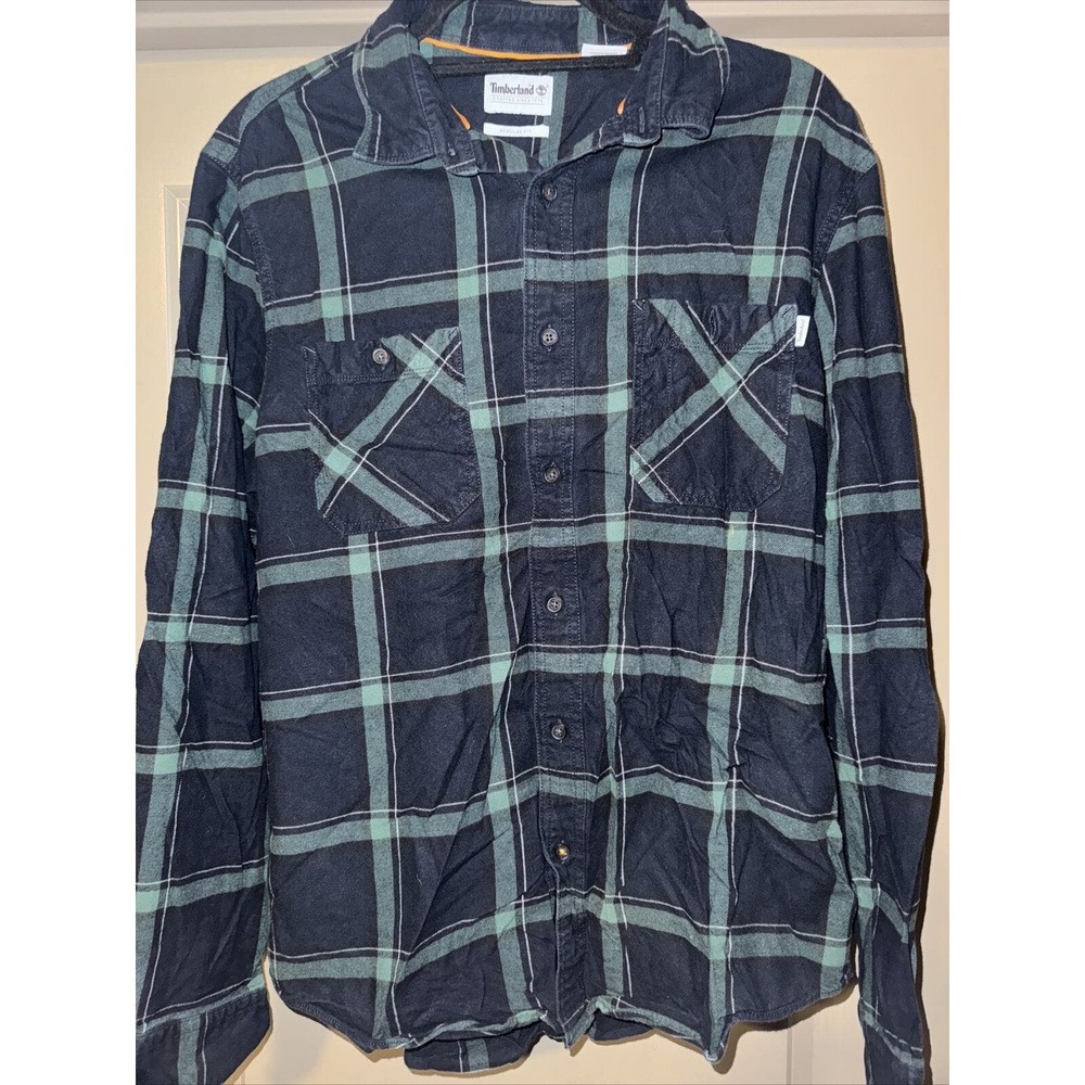 Timberland Long Sleeve Button-Up Collared Plaid Flannel Shirt Size M